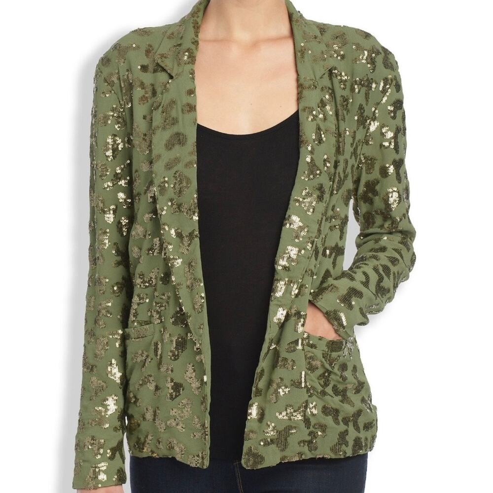 Lucky Brand Sequin Camo Open Blazer Jacket size XS/S